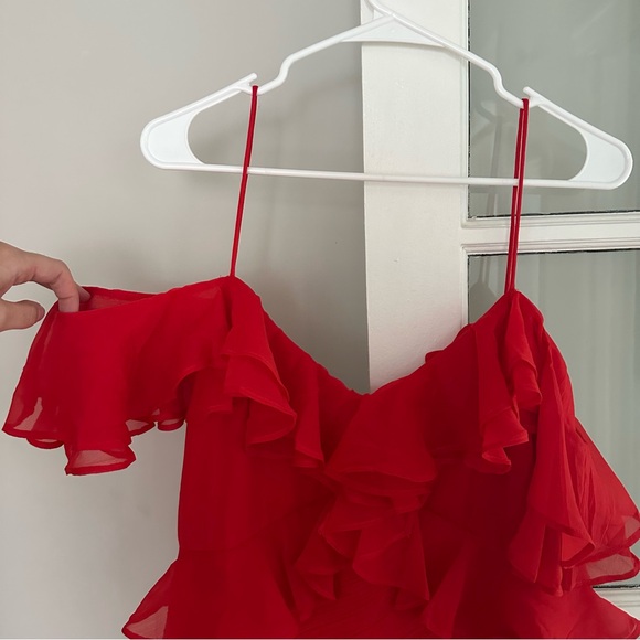 ASOS Red Ruffle Mini Dress, Size US 12 - Picture 5 of 7